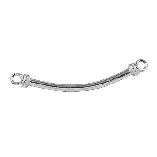 Handcrafted silver overlay curved tube charm from India with polished finish for elegant jewelry designs