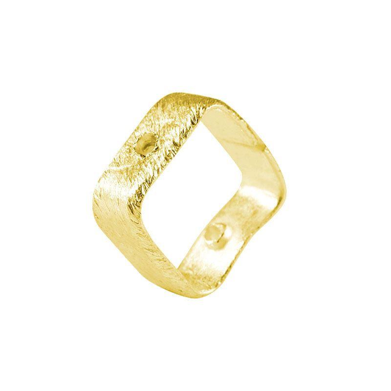 Elegant 18K Gold Overlay Copper open-form jewelry ring with sculpted shape, textured gold finish, and side holes, handcrafted in India for DIY jewelry making and creative designs.