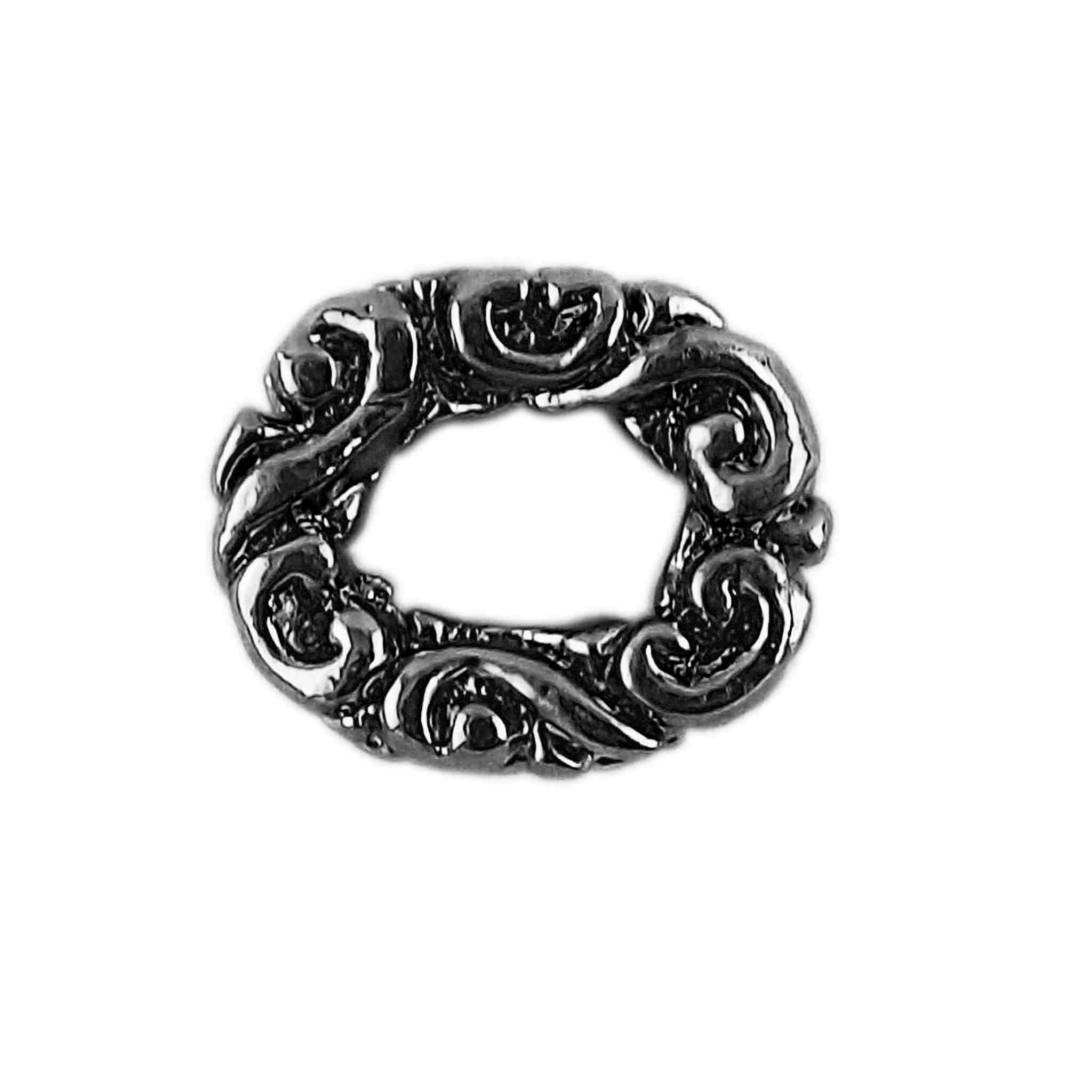 Black Rhodium Overlay Over Copper oval scroll connector handcrafted in India for jewelry making