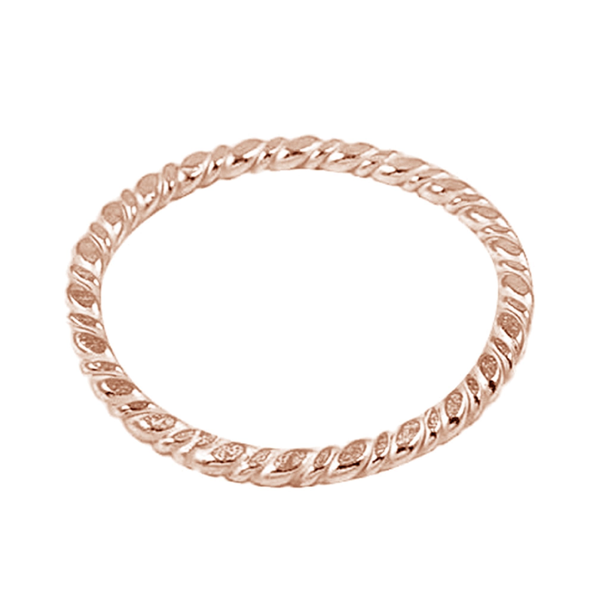 Twisted round copper ring findings with rose gold overlay, handcrafted in India.