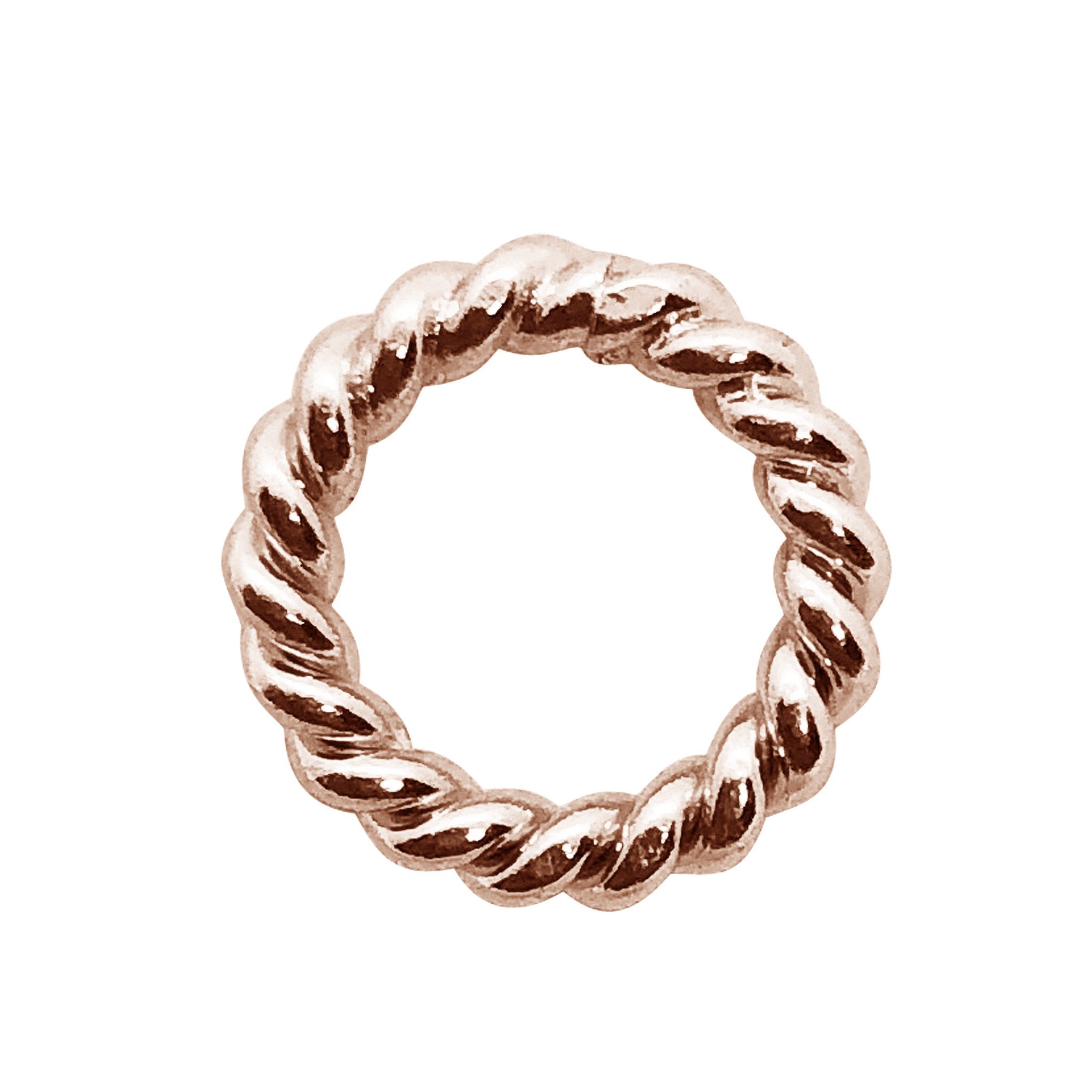 Bold twisted rope ring made with Rose Gold Overlay Over Copper, polished handcrafted jewelry from India