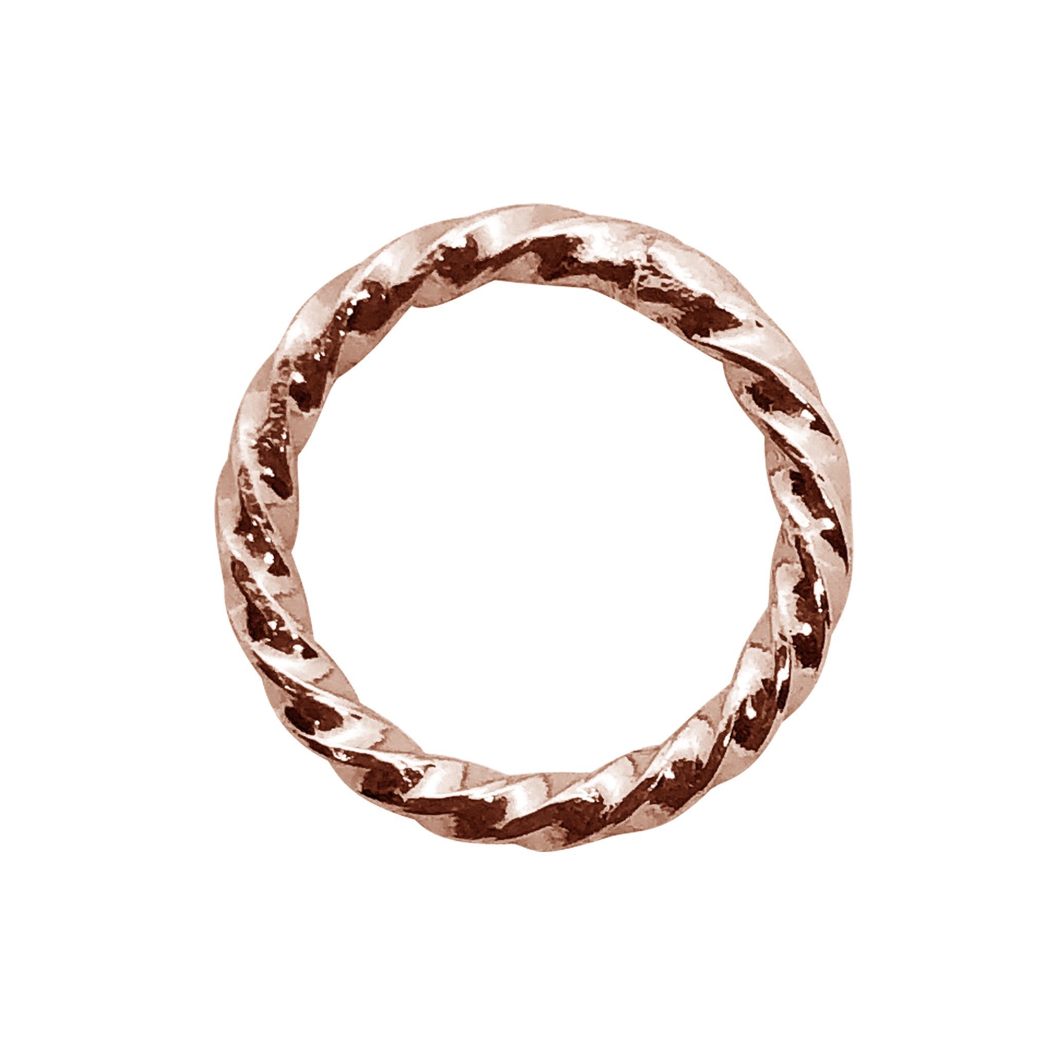 Rose gold overlay twisted round ring finding from India crafted in copper with polished rope-style texture for ring making