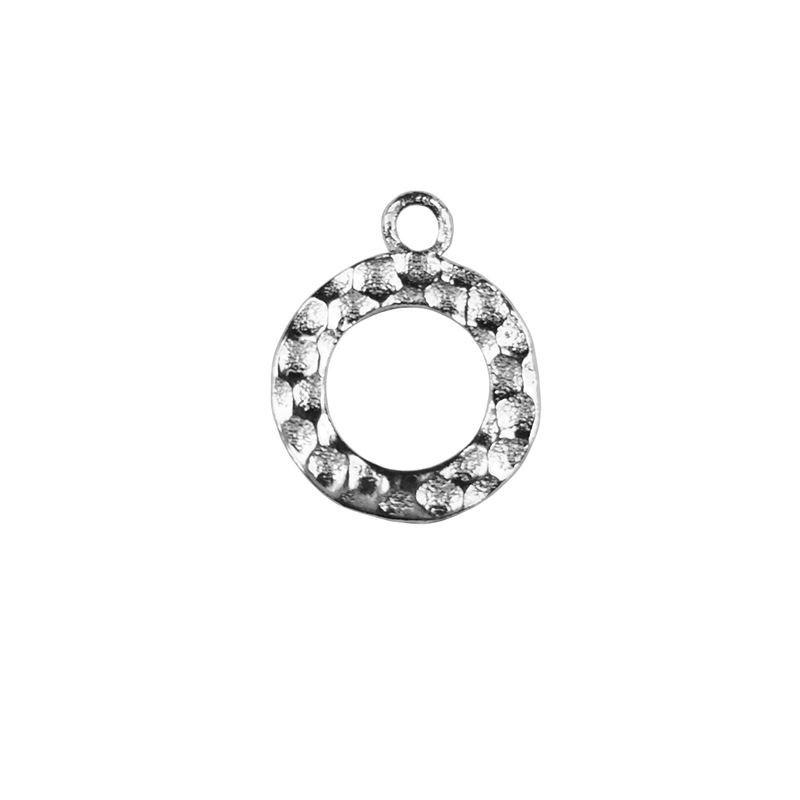 Handmade silver overlay open circle charm finding with loop crafted in India