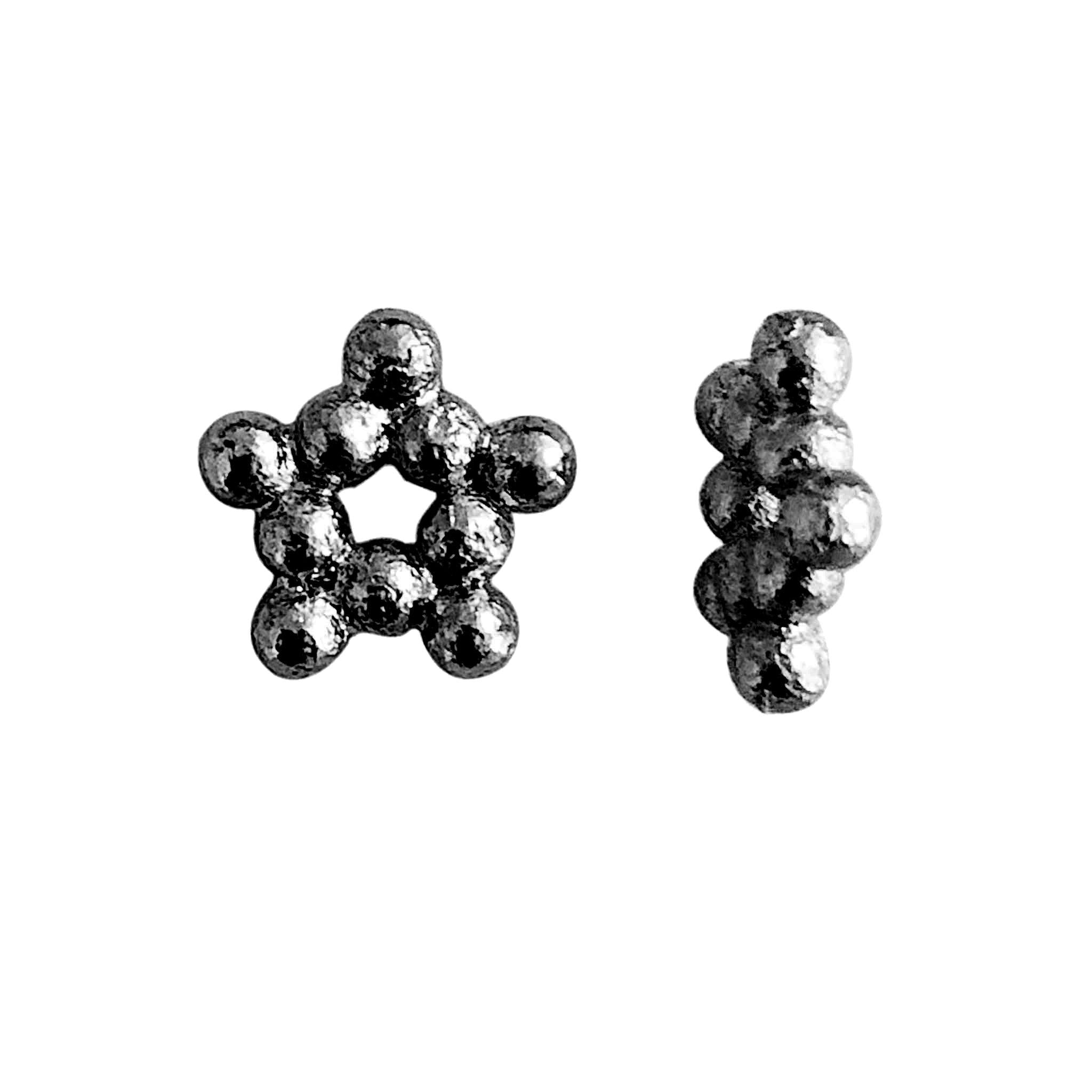 Black Rhodium Overlay Star Cluster Spacer Beads from India | Handcrafted Jewelry Supplies