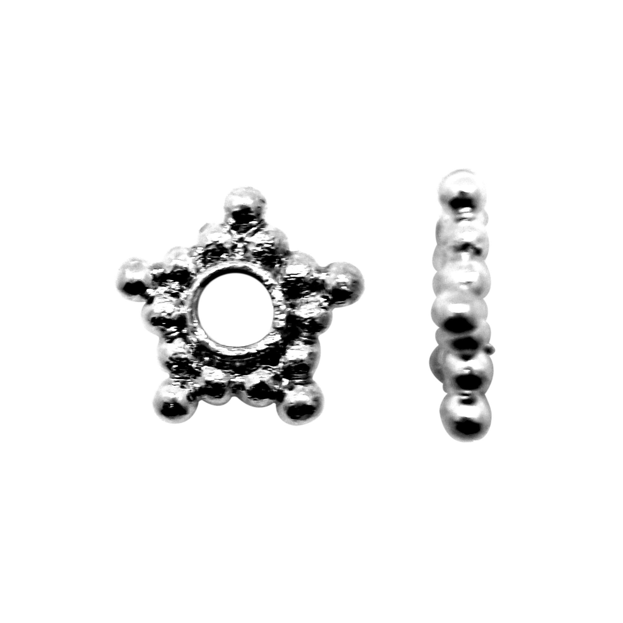 Handcrafted black rhodium overlay star edge copper spacer bead from India for modern jewelry designs