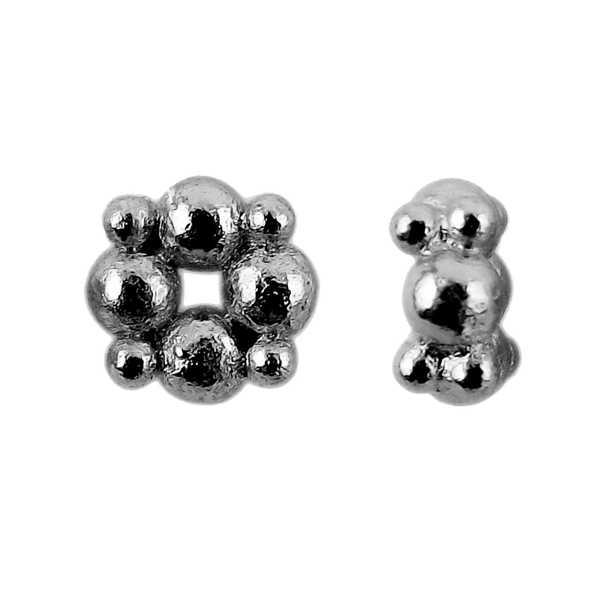 Handcrafted black rhodium overlay floral cluster copper spacer bead from India for modern jewelry designs