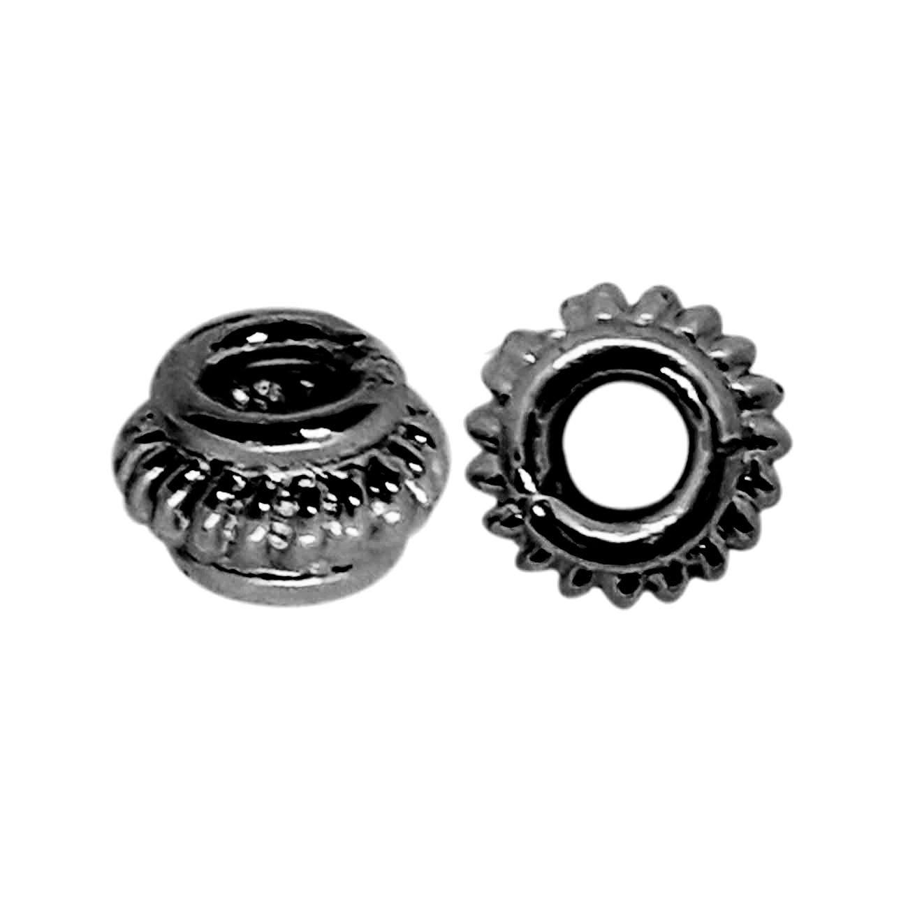 Handcrafted black rhodium overlay fluted ring copper spacer bead from India for modern jewelry designs