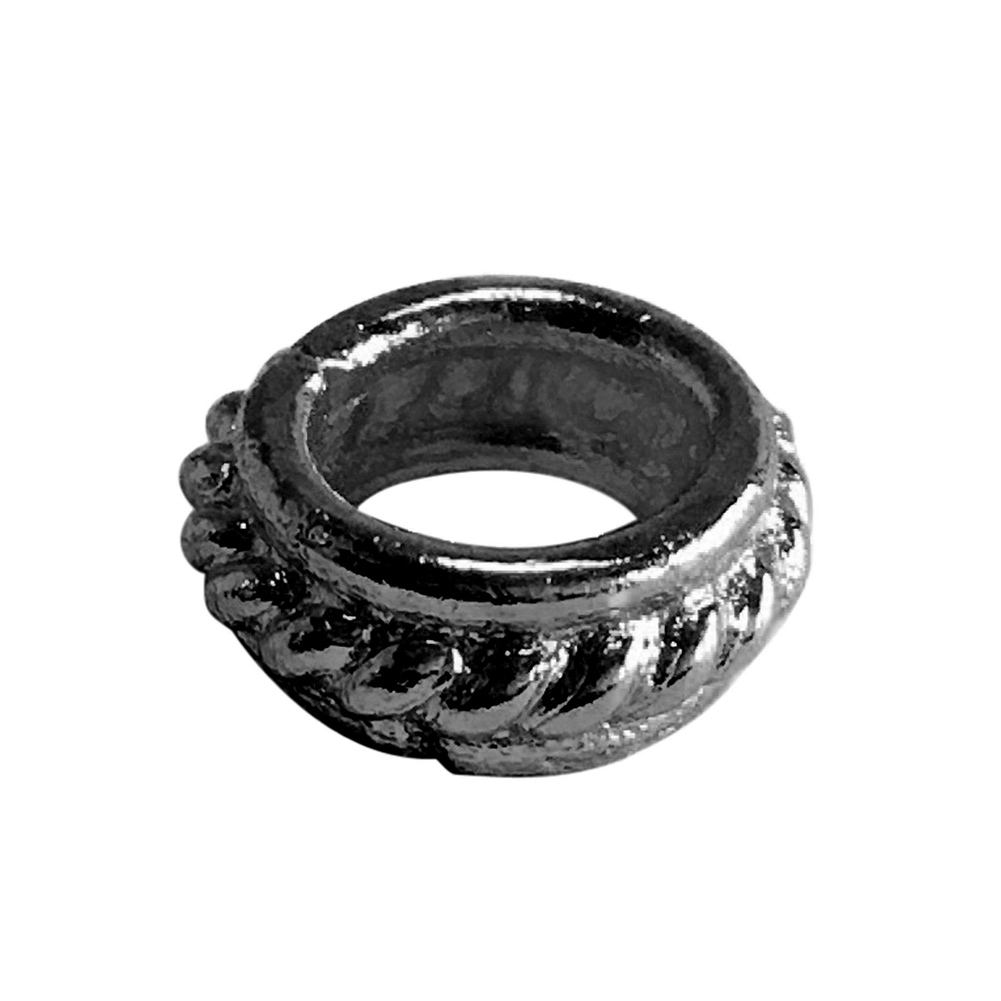 Handcrafted black rhodium overlay rope twist ring copper spacer bead from India for modern jewelry designs