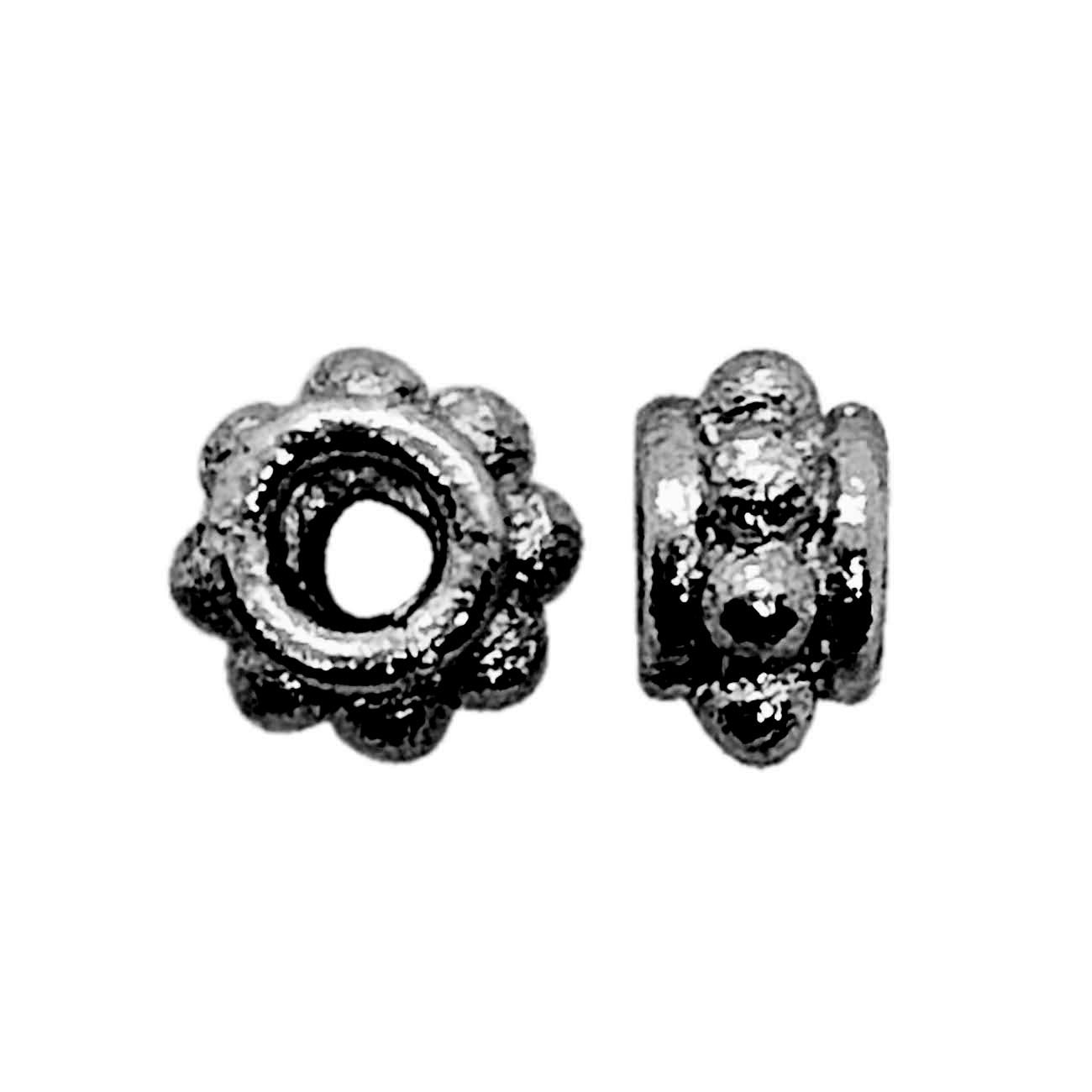 Handcrafted black rhodium overlay scalloped floral copper spacer bead from India for modern jewelry designs