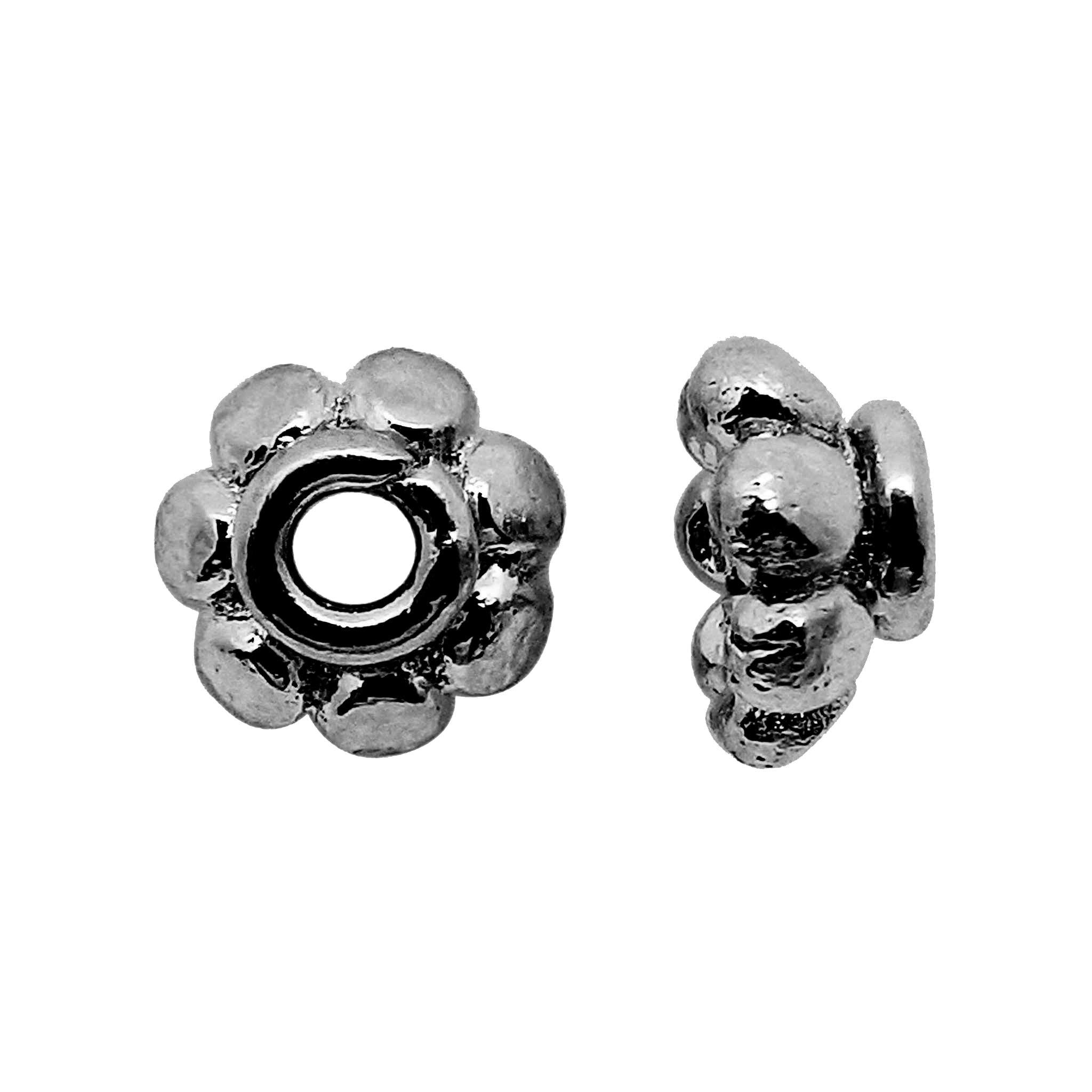 Handcrafted black rhodium overlay petal floral copper spacer bead from India for modern jewelry designs