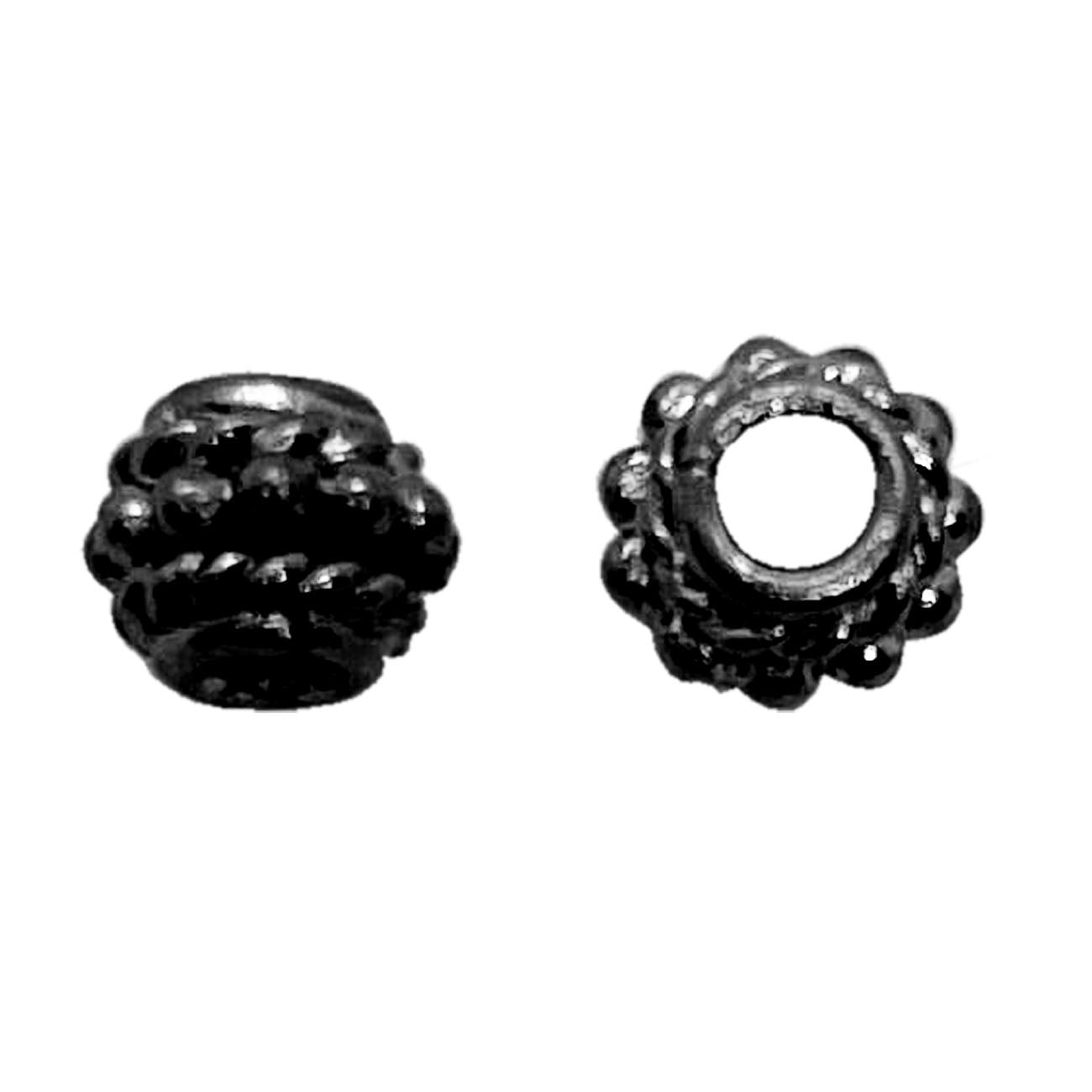 Handcrafted black rhodium overlay textured dome copper spacer bead from India for modern jewelry designs