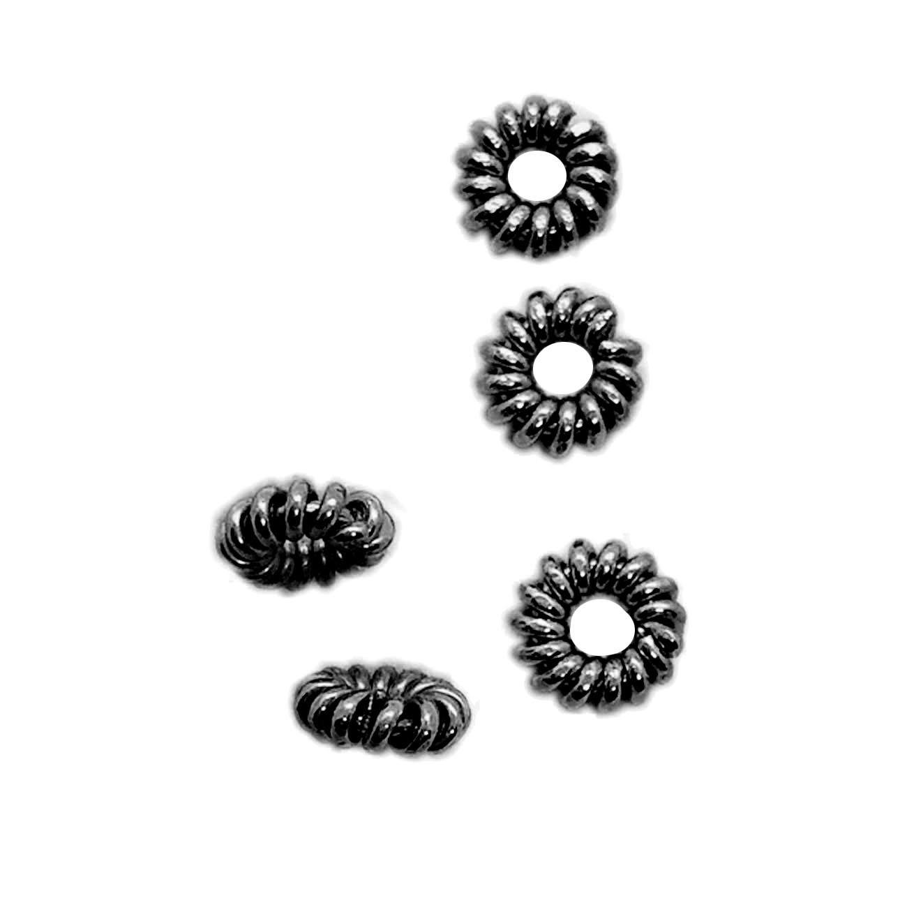Handcrafted black rhodium overlay spiral copper spacer bead from India for modern jewelry designs