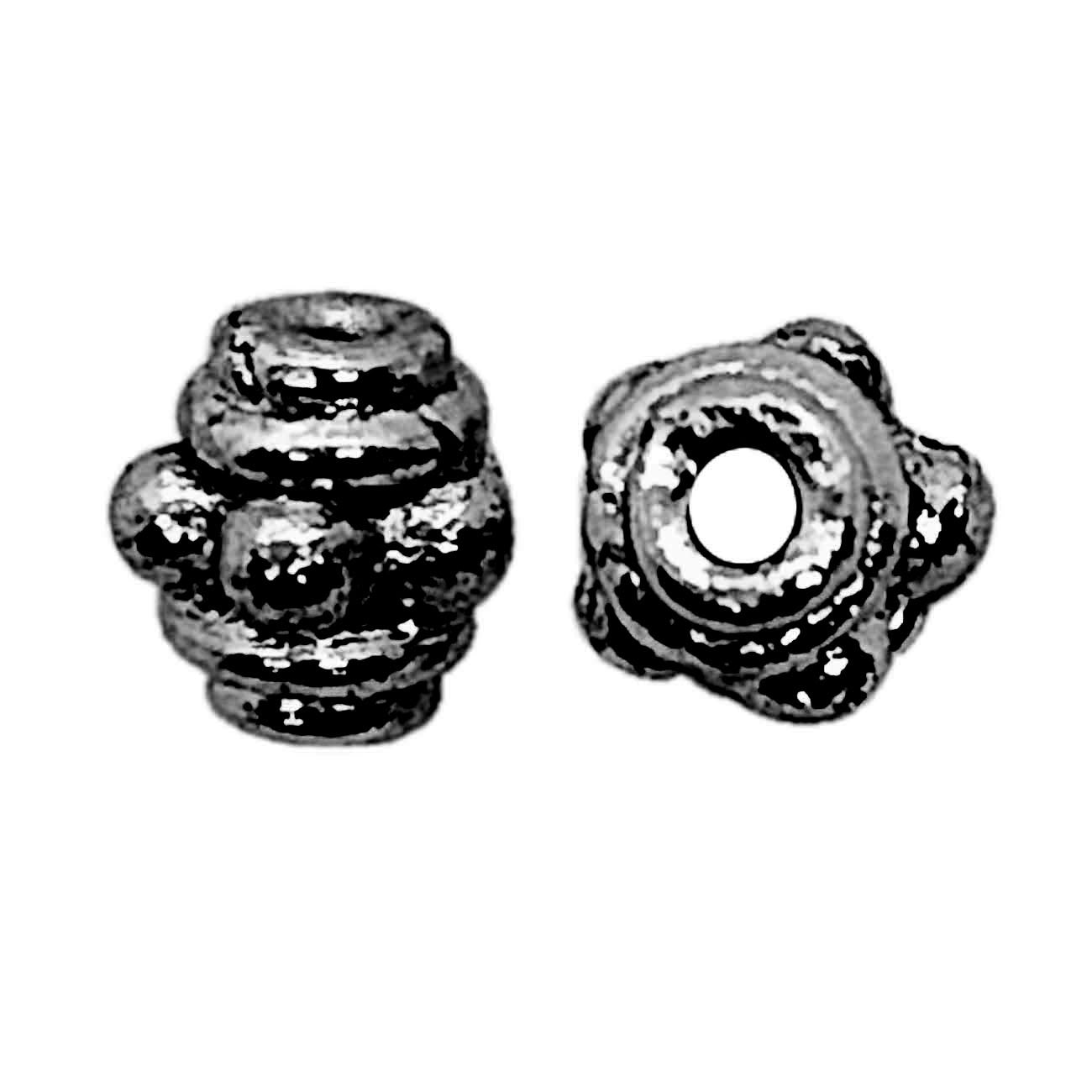 Handcrafted black rhodium overlay floral copper spacer bead from India for elegant jewelry designs