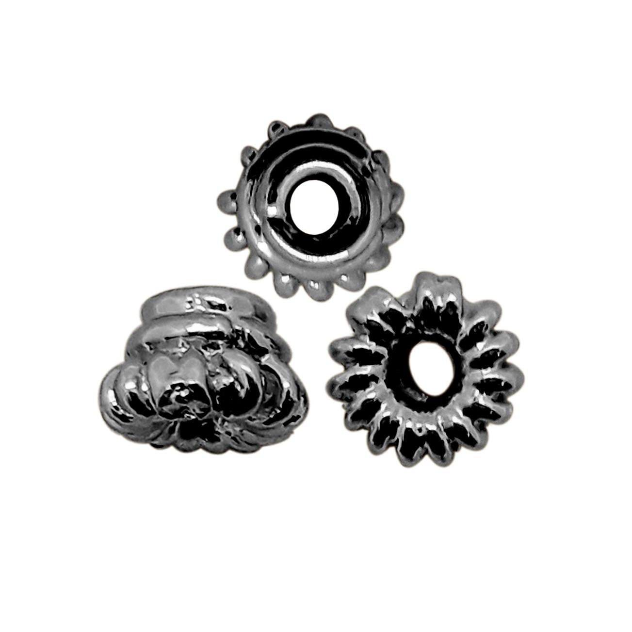 Handcrafted black rhodium overlay sunburst ring copper spacer bead from India for modern jewelry designs