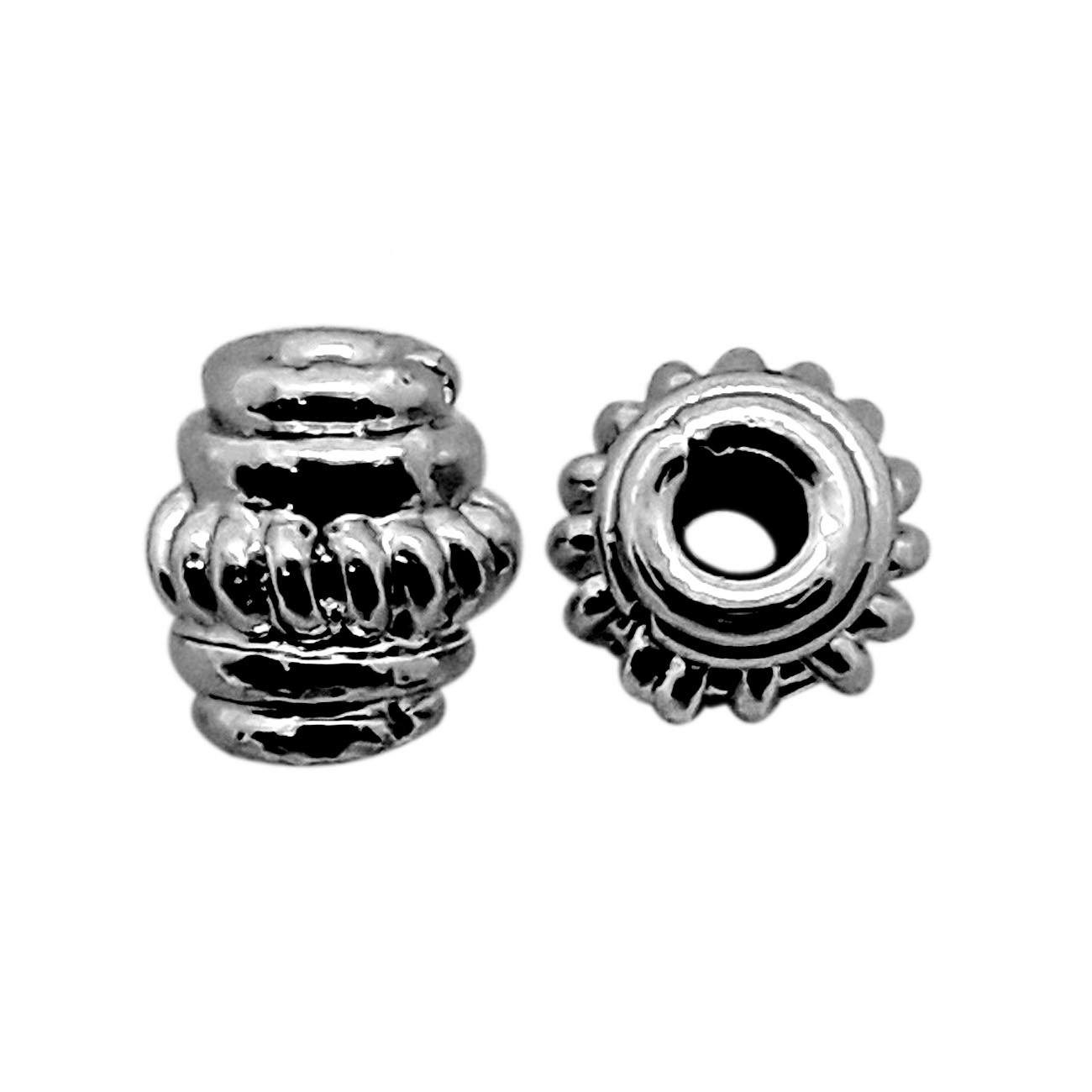 Handcrafted black rhodium overlay ribbed floral copper spacer bead from India for modern jewelry designs