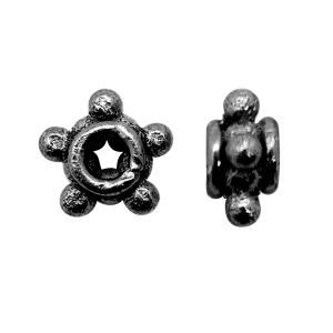 Handcrafted black rhodium overlay beaded knot floral copper spacer bead from India for jewelry making
