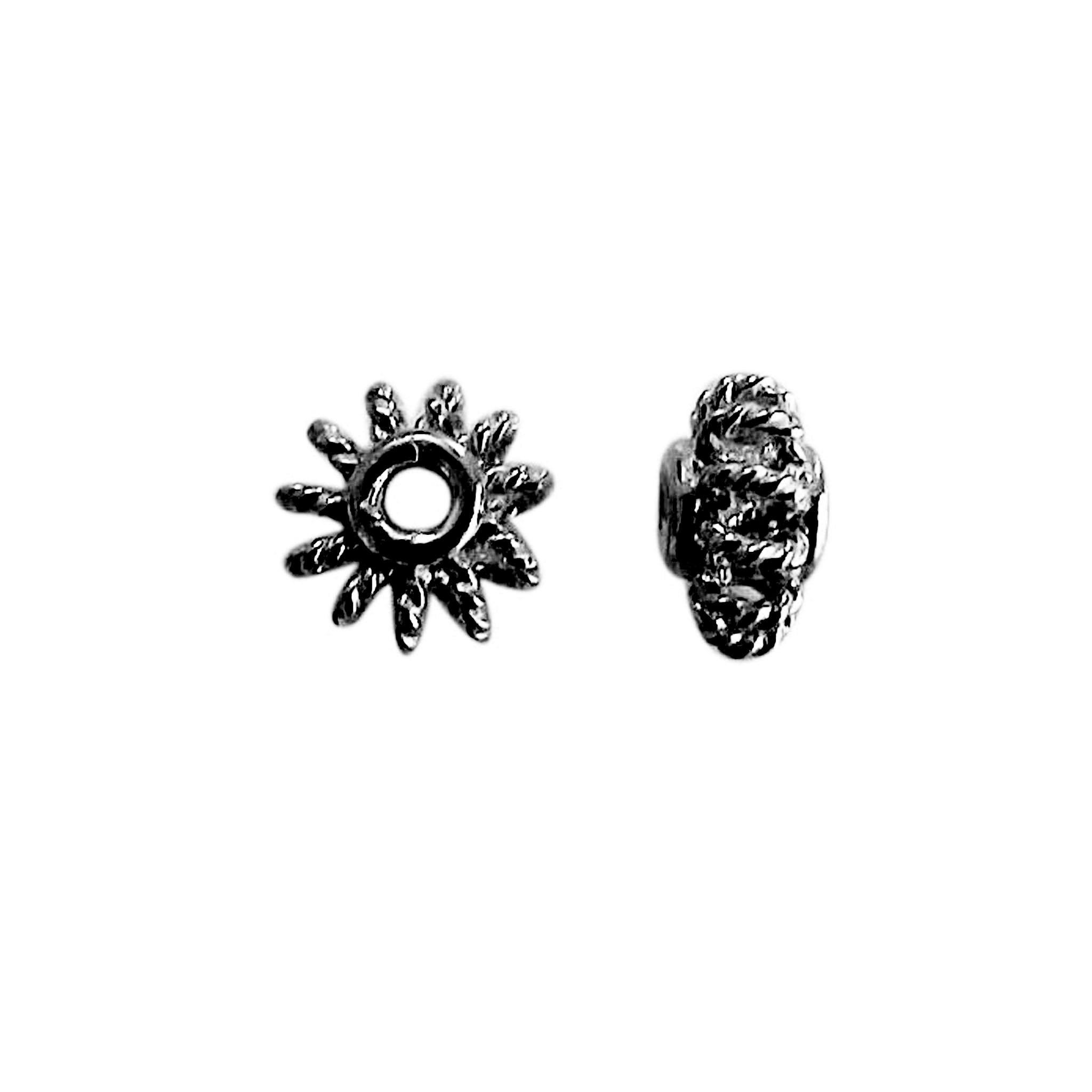 Handcrafted black rhodium overlay twisted floral copper spacer bead from India for jewelry designs