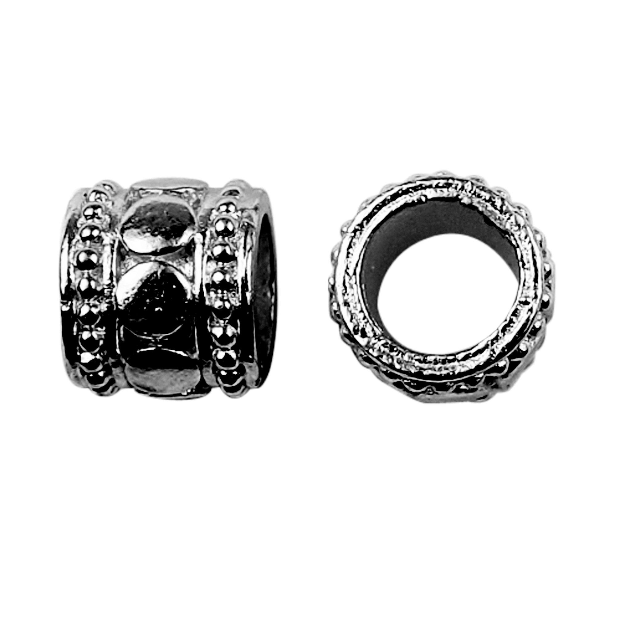 Handcrafted black rhodium overlay floral textured copper spacer bead from India for jewelry designs