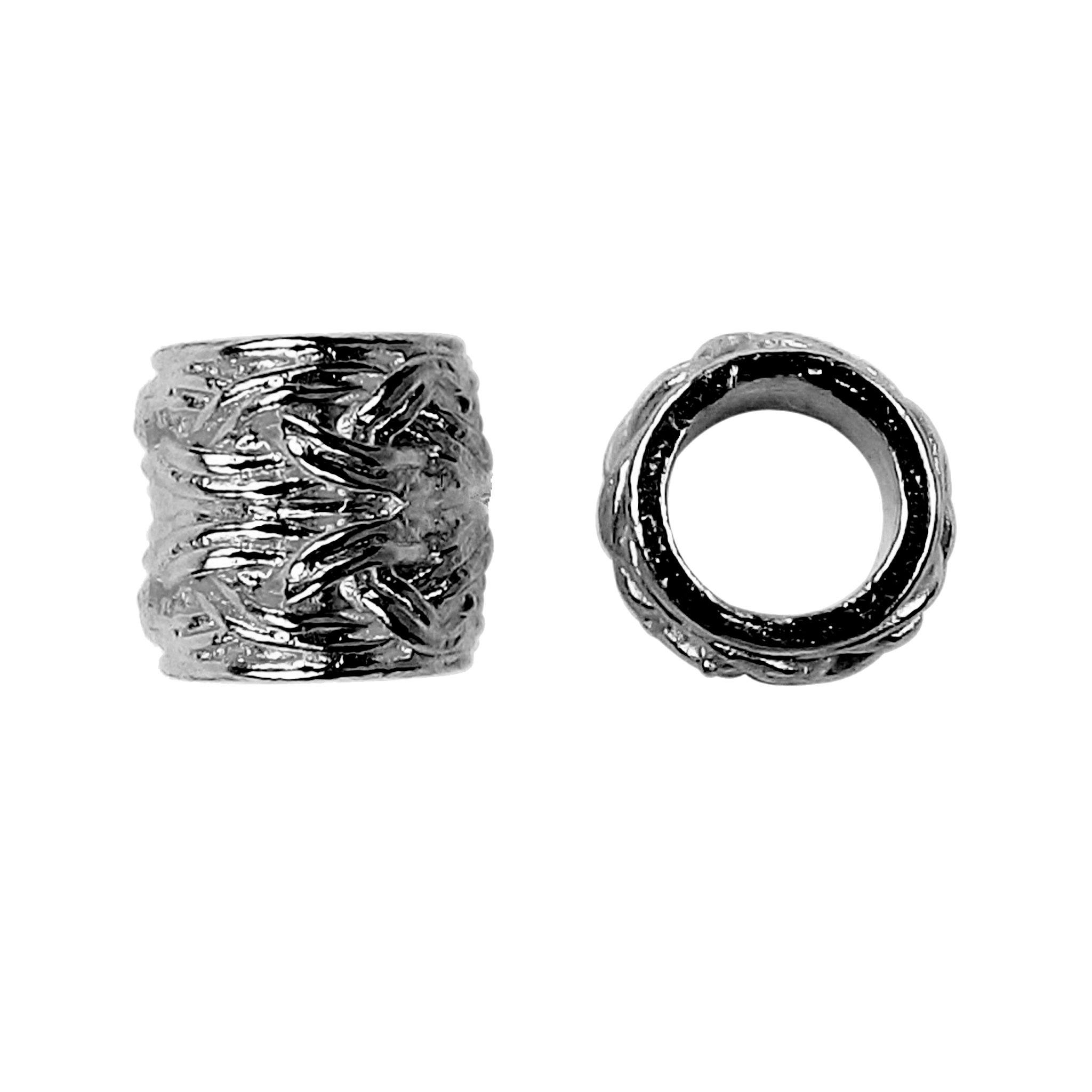 Handcrafted black rhodium overlay textured barrel copper spacer bead from India for modern jewelry designs