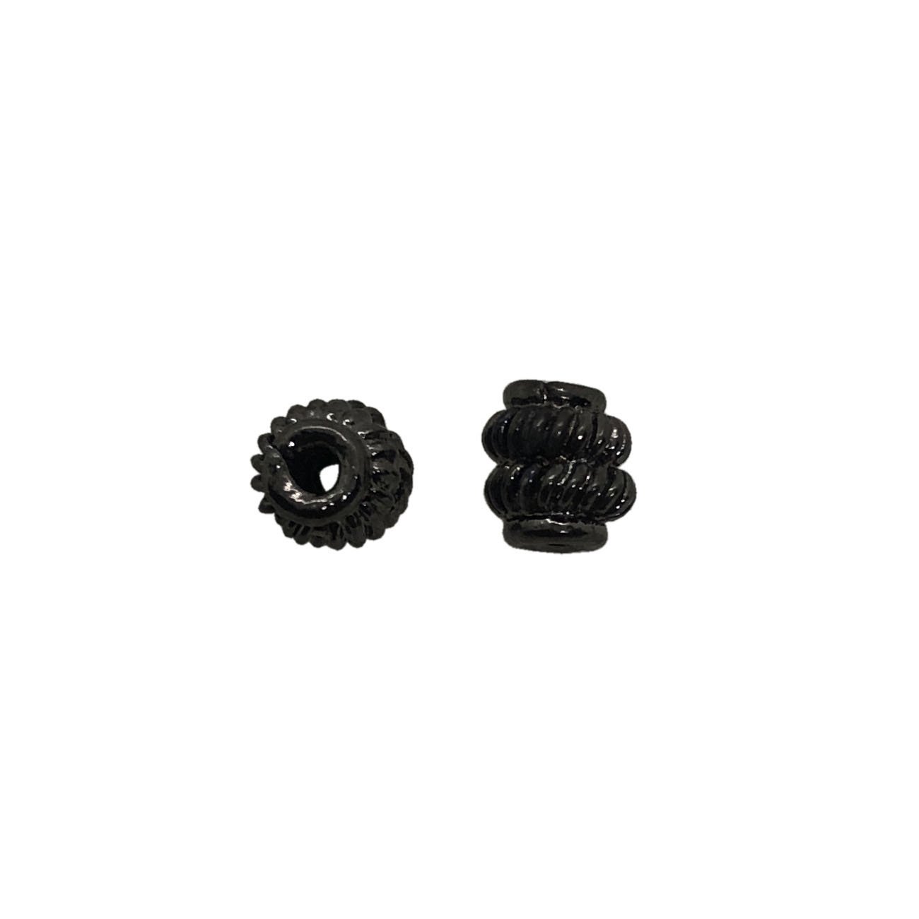 Handcrafted black rhodium overlay twisted rope copper spacer bead from India for modern jewelry designs