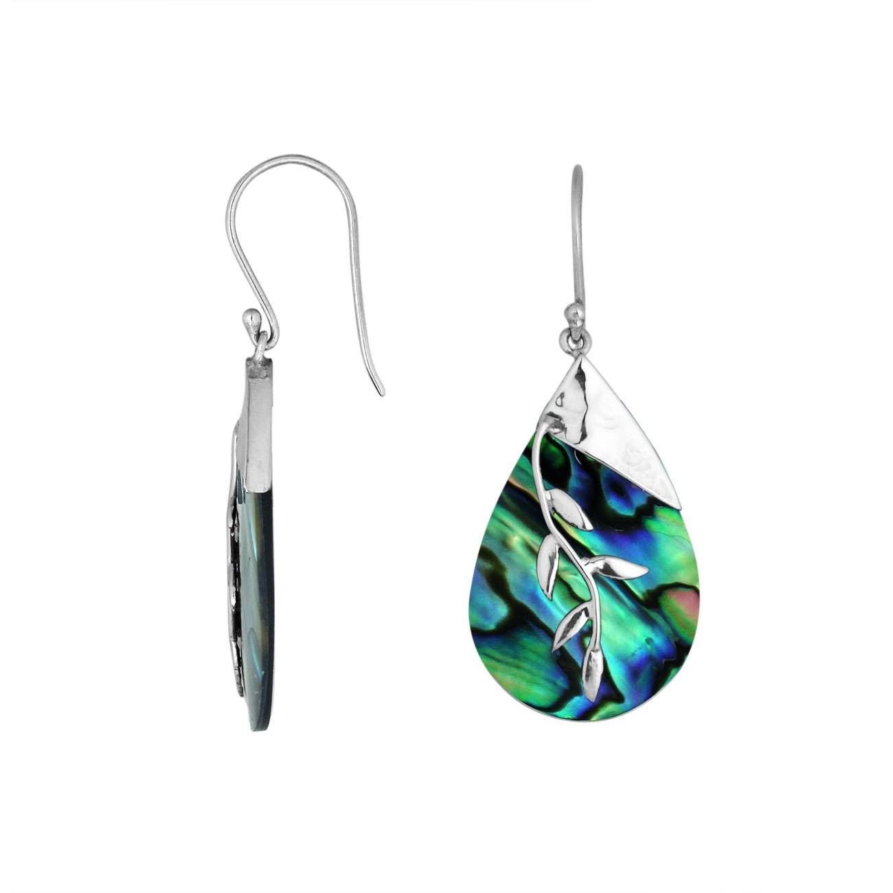 SE-8053-AB Sterling Silver Fancy Earring With Abalone Shell Jewelry Bali Designs Inc