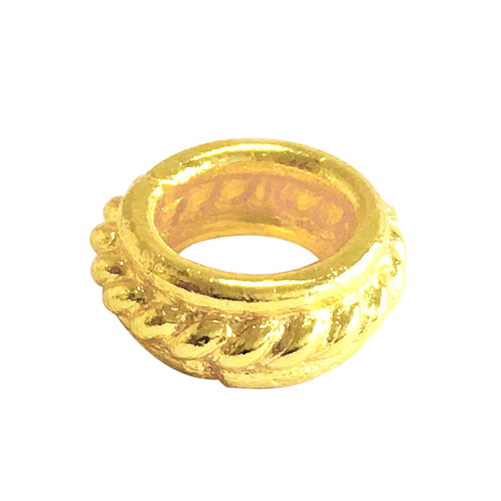 Decorative Bali large hole spacer bead with 18K gold overlay, India