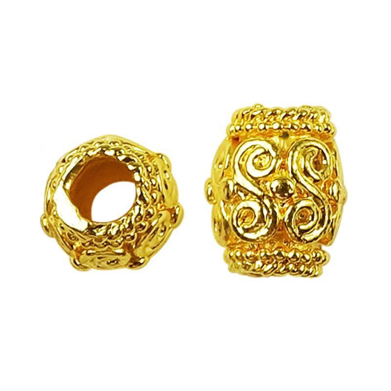 18K gold overlay scroll barrel Bali spacer bead handcrafted in India for retail and DIY jewelry designs