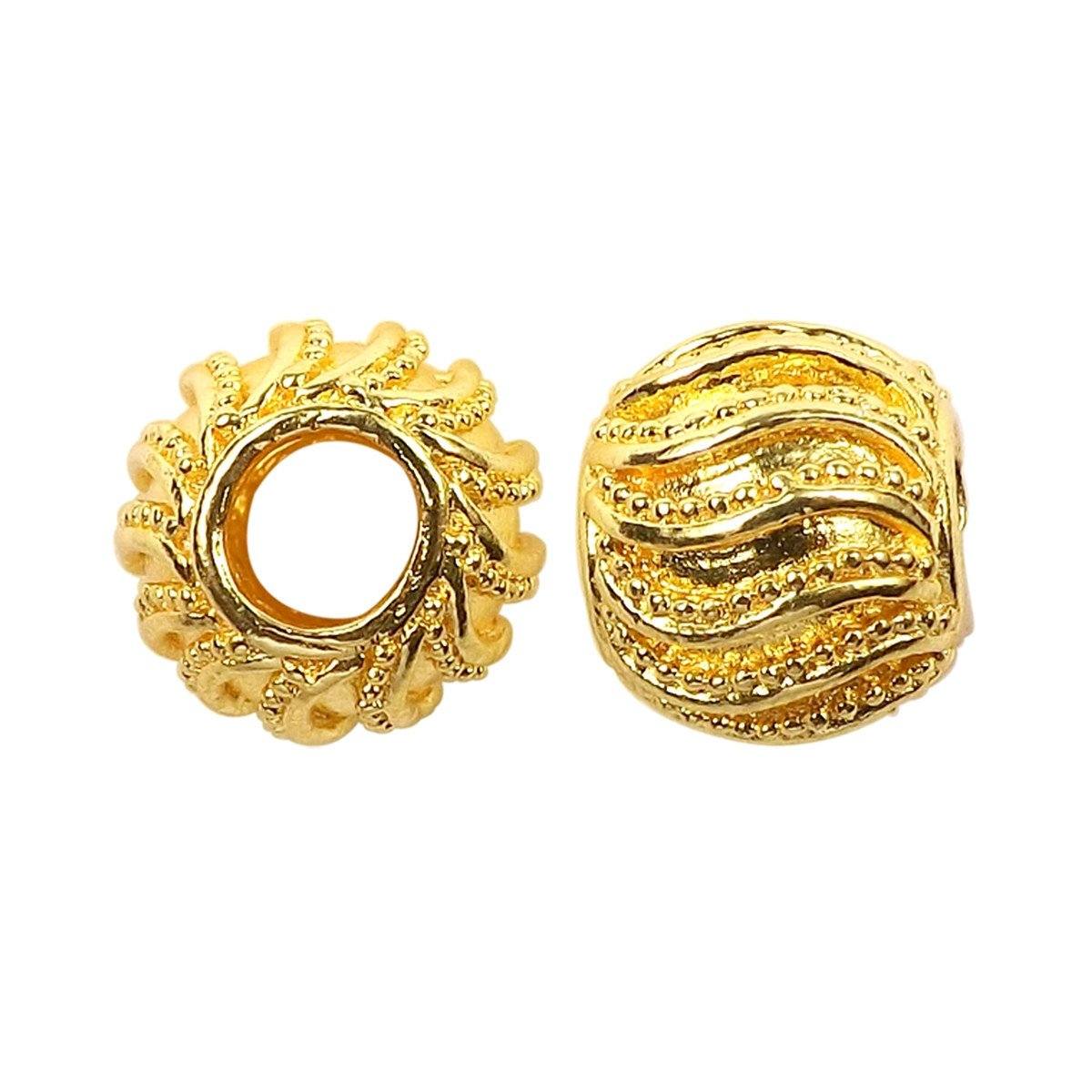 18K Gold Overlay Over Copper textured rounded jewelry accent with polished gold tone handcrafted in India