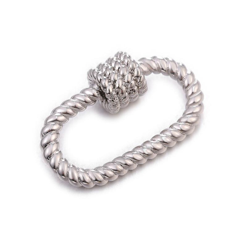 Silver overlay rope design carabiner lock handcrafted in India for statement jewelry designs