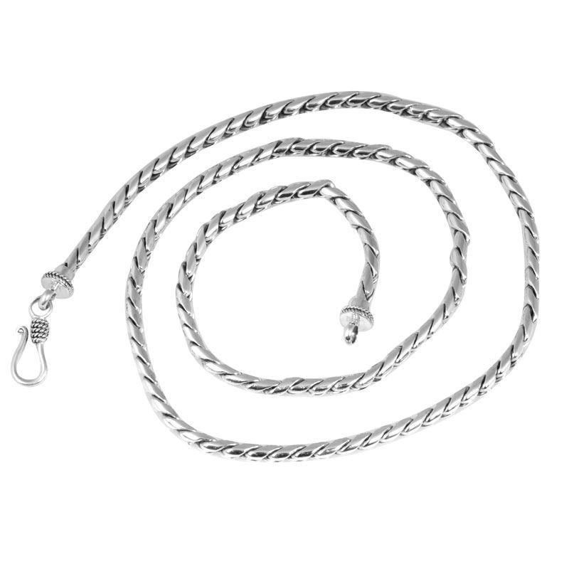 Handcrafted Sterling Silver Bali Hand Crafted Rope Link Chain Necklace Hook Clasp