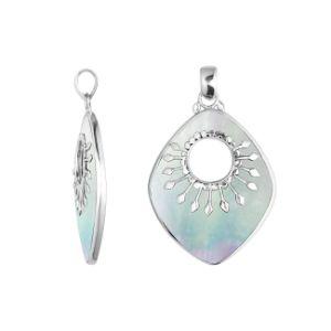 SP-5215-MOP Sterling Silver Beautiful Rhombus Designer Pendant With Mother Of Pearl Jewelry Bali Designs Inc