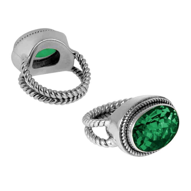 SR-5351-GQ-6" Sterling Silver Ring With Green Quartz Jewelry Bali Designs Inc