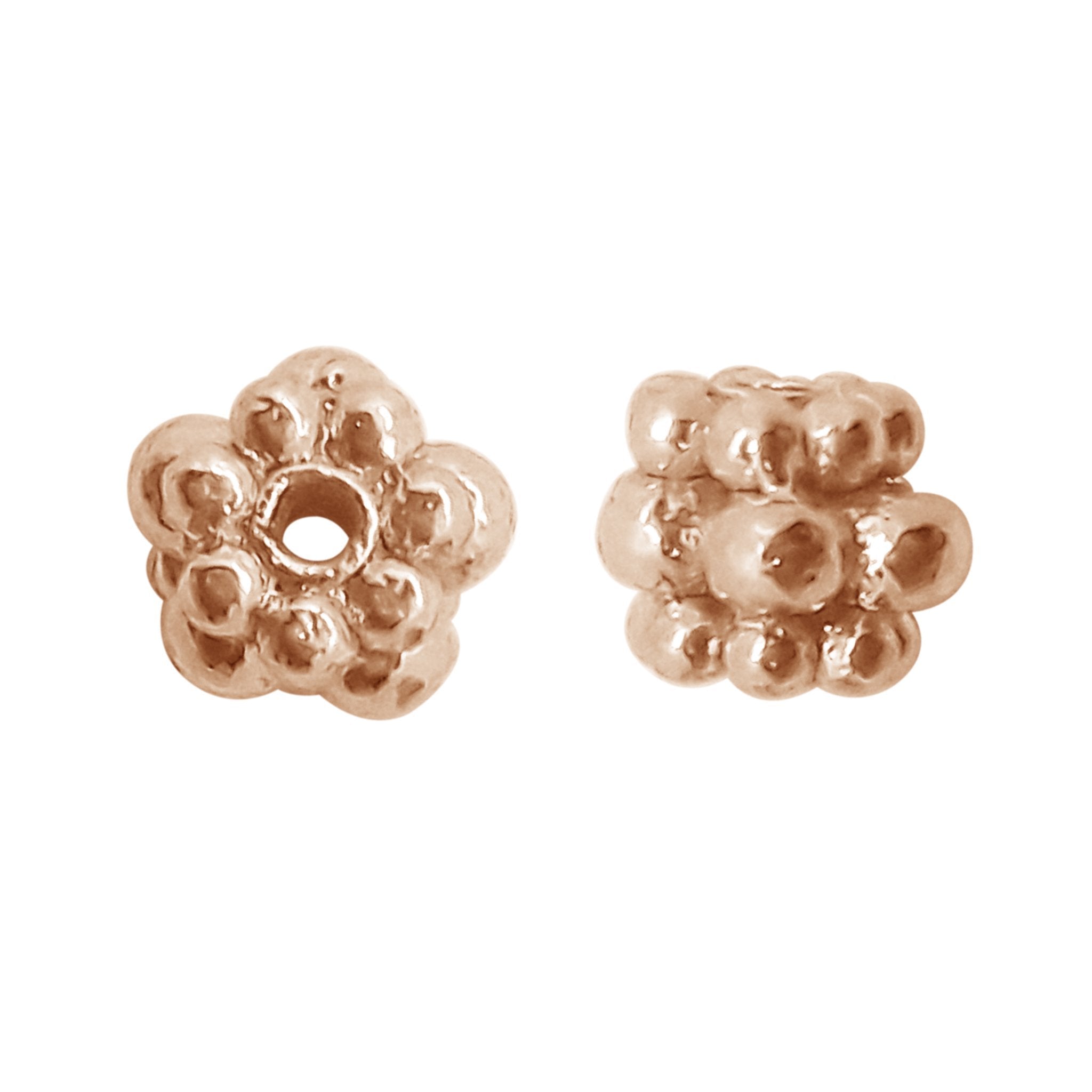 Handcrafted rose gold overlay spacer bead from India with textured artisan design