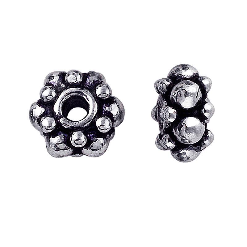 Silver Overlay Over Copper decorative rounded jewelry accent with oxidized surface handcrafted in India