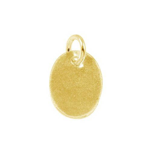 Handmade 18K Gold Overlay Oval Charm Pendant with polished golden finish for necklaces and bracelets