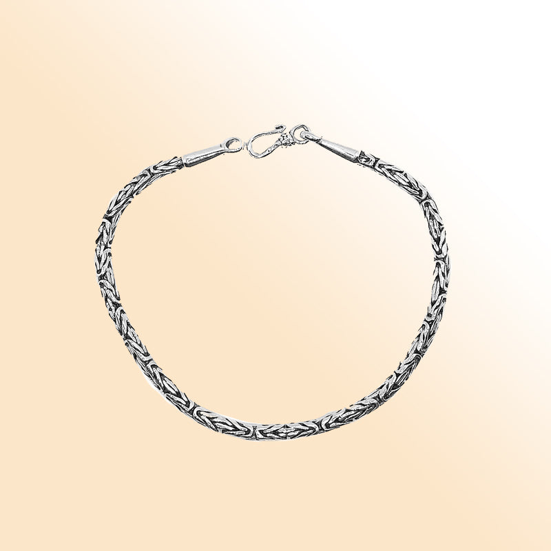 Handcrafted sterling silver 2.5mm wheat chain bracelet – Bali artisan design