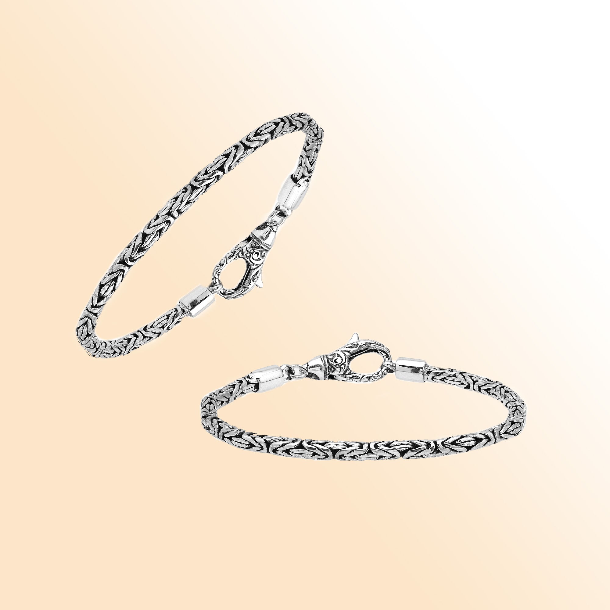 Sterling silver 3.5mm wheat chain bracelet – handcrafted Bali jewelry  