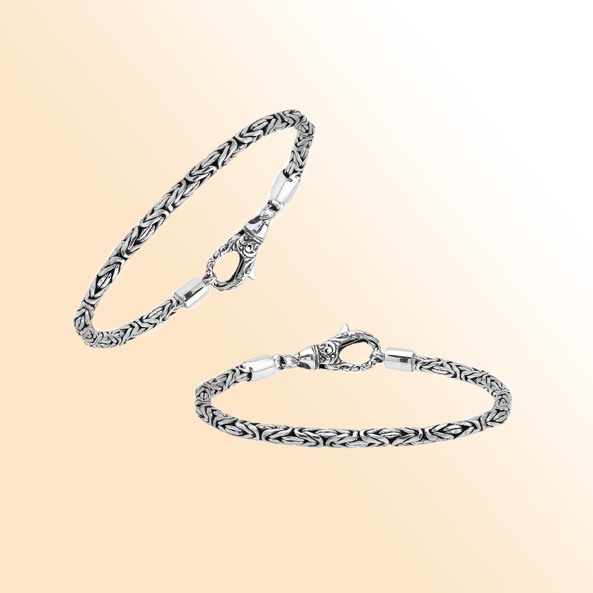 Sterling silver 3.5mm wheat chain bracelet – handcrafted Bali jewelry  