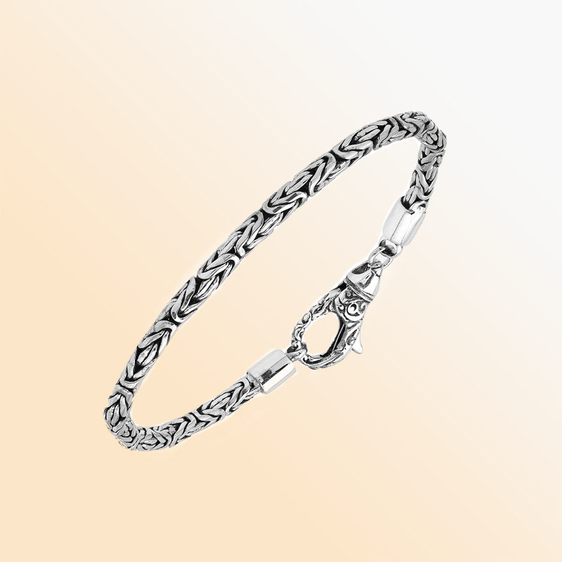Sterling silver 3mm wheat chain bracelet – handcrafted Bali jewelry