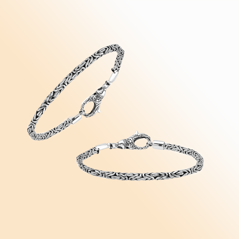 Sterling silver 3mm wheat chain bracelet – handcrafted Bali jewelry