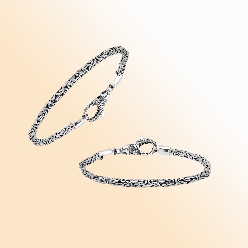 Sterling silver 4mm wheat chain bracelet – handcrafted Bali jewelry