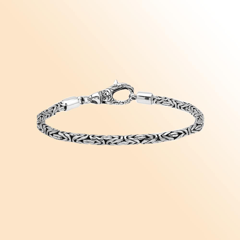 Sterling silver 4mm wheat chain bracelet – handcrafted Bali jewelry