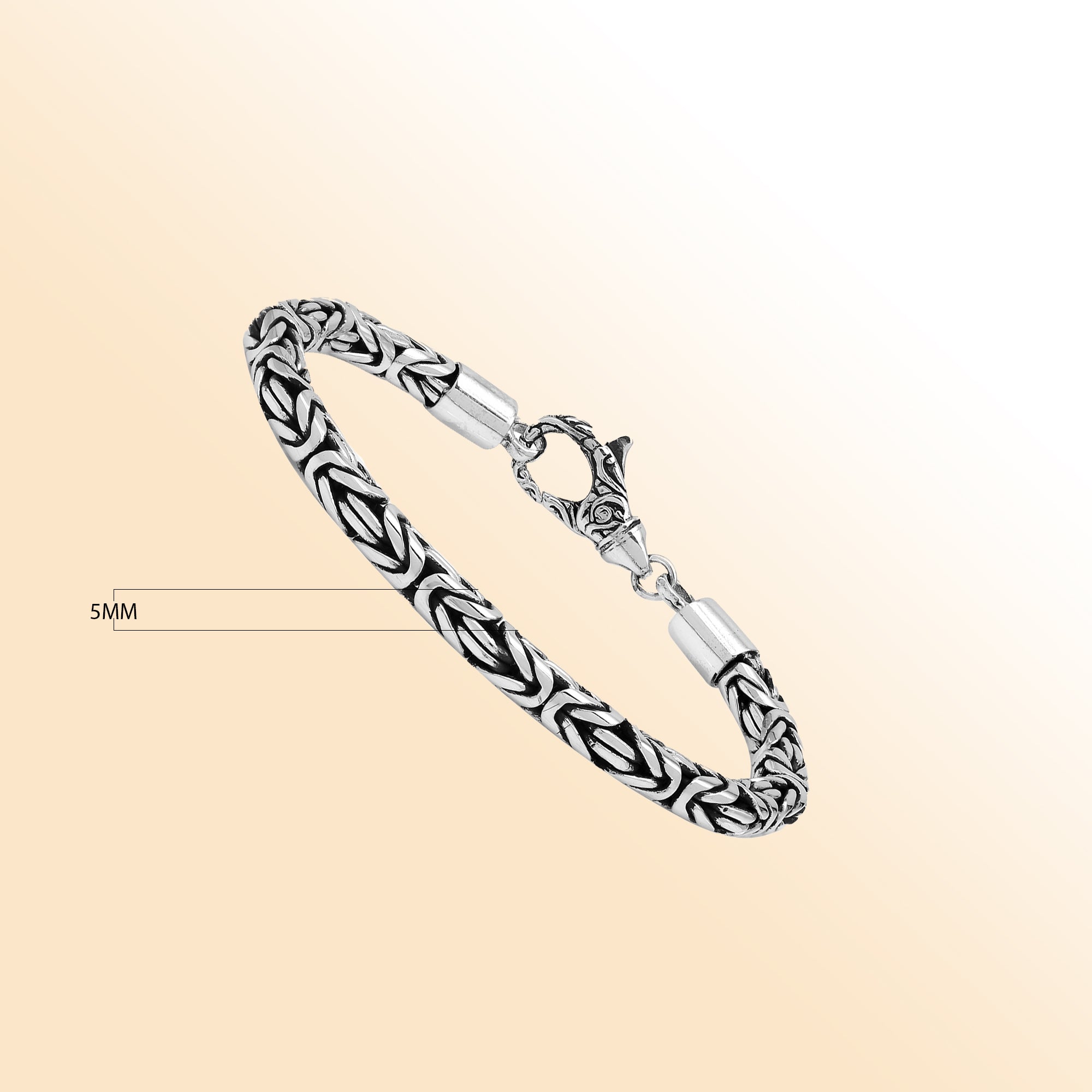 Sterling silver 5mm wheat chain bracelet – handcrafted Bali jewelry