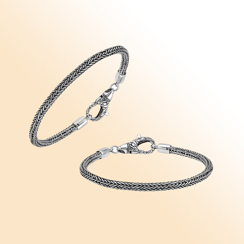 AB-1001-S-3MM Bali Hand Crafted Sterling Silver Bracelet With Lobster Jewelry Bali Designs Inc 7.5" 