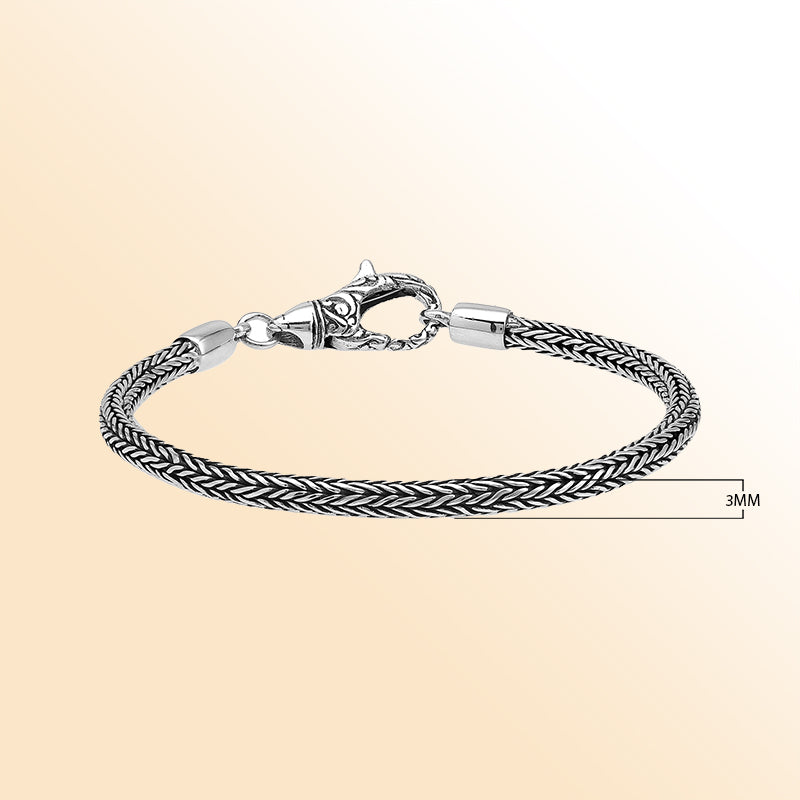 AB-1001-S-3MM Bali Hand Crafted Sterling Silver Bracelet With Lobster Jewelry Bali Designs Inc 7.5" 