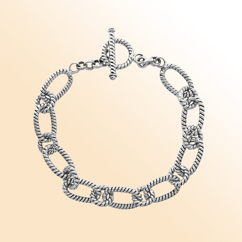 AB-1016-S-7" Sterling Silver Bracelet with Toggle Lock Jewelry Bali Designs Inc 