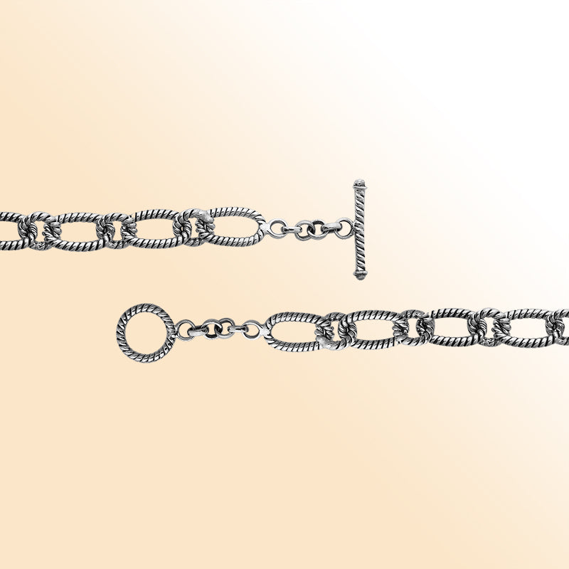 AB-1016-S-7" Sterling Silver Bracelet with Toggle Lock Jewelry Bali Designs Inc 
