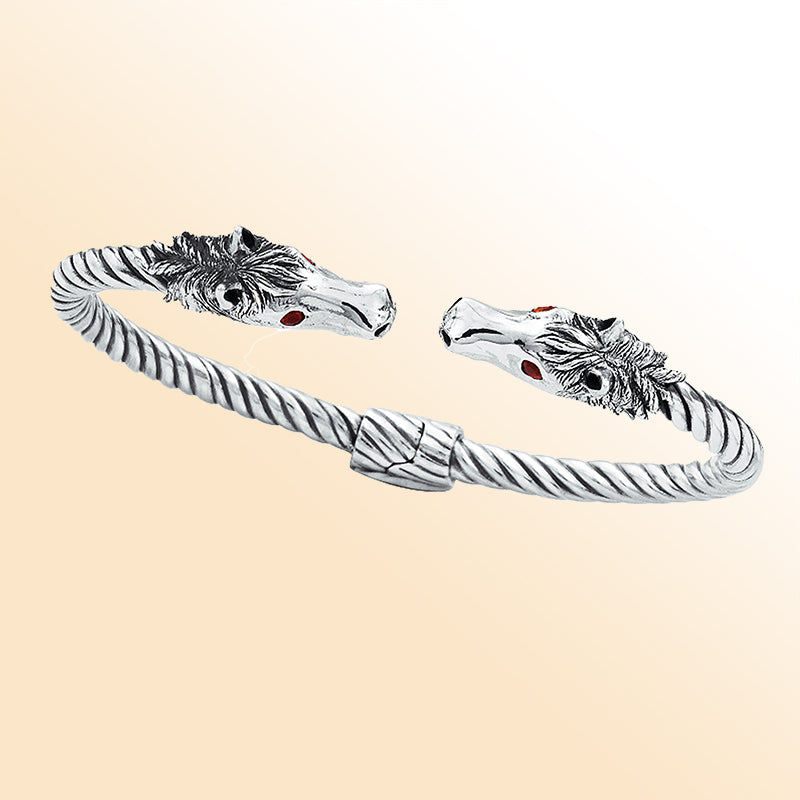 AB-1022-GA Sterling Silver Bangle With Garnet Q. Jewelry Bali Designs Inc 