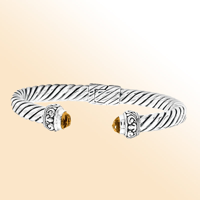 AB-1024-CT Sterling Silver Bangle With Citrine Q. Jewelry Bali Designs Inc 