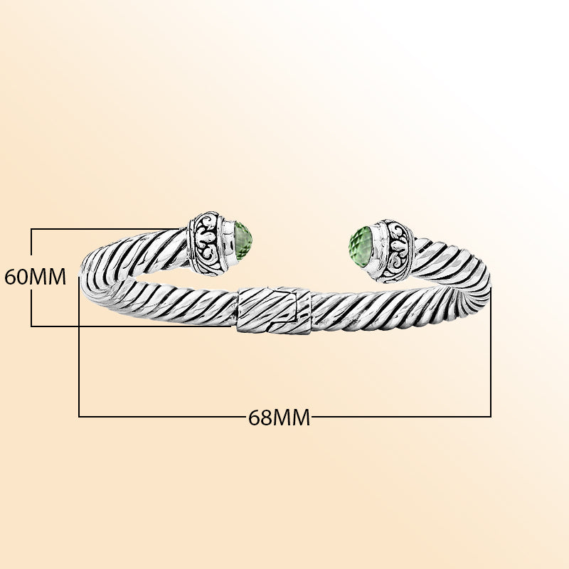 AB-1024-GAM Sterling Silver Bangle With Green Amethyst Q. Jewelry Bali Designs Inc 